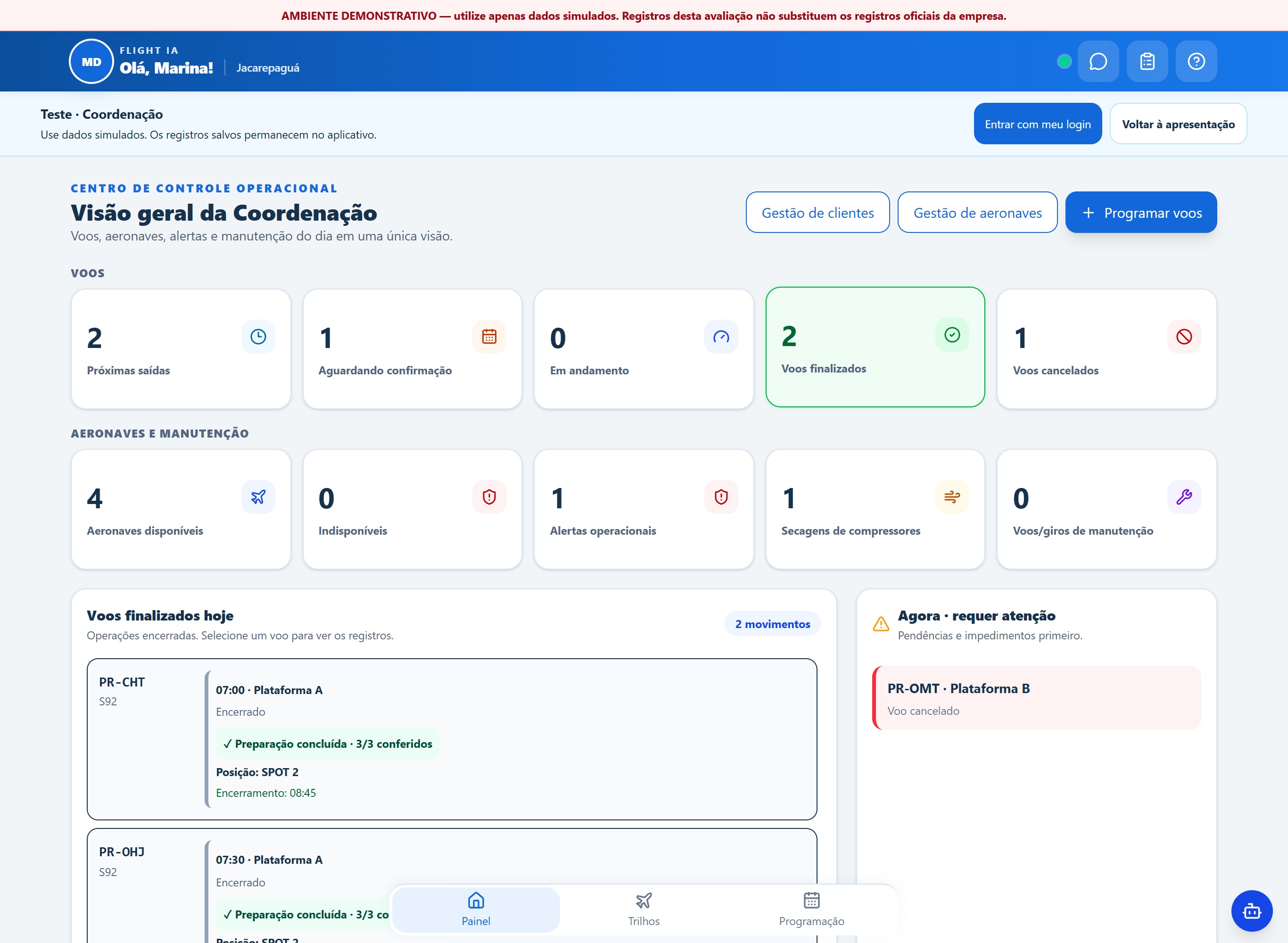 Painel e programação · computador